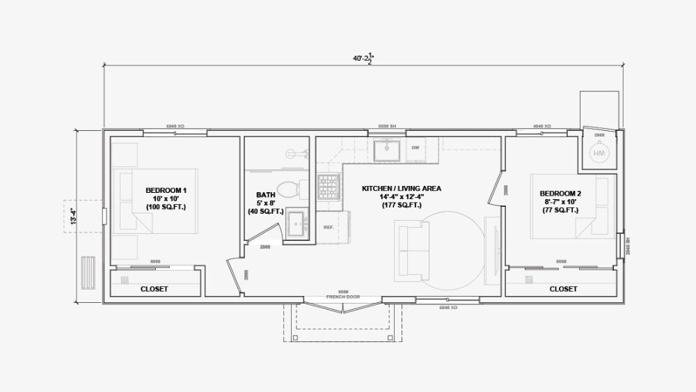 Two bedroom unit 535 floor plan.