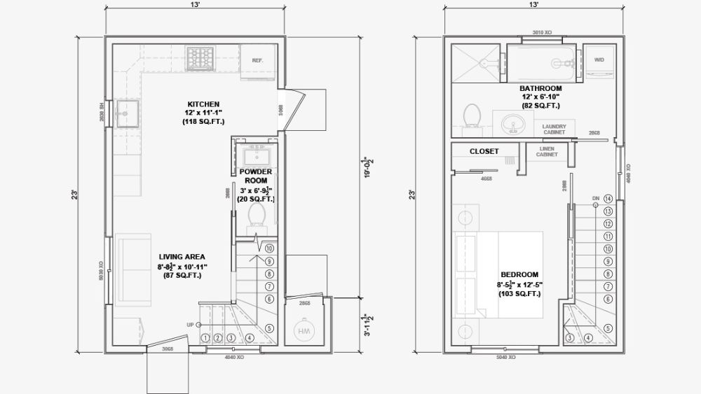 One bedroom unit 598 floor plan.