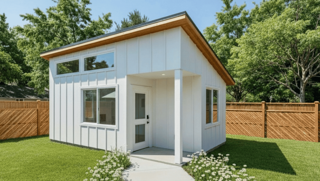 The Avery 257 modern tiny home plan, which features a studio layout with 1 bath.