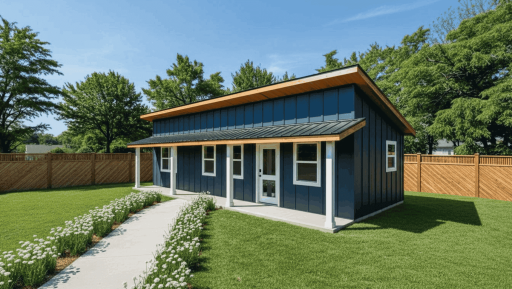 The Bouldin 512 modern tiny home plan, which features a 1 bedroom layout with 1 bath.