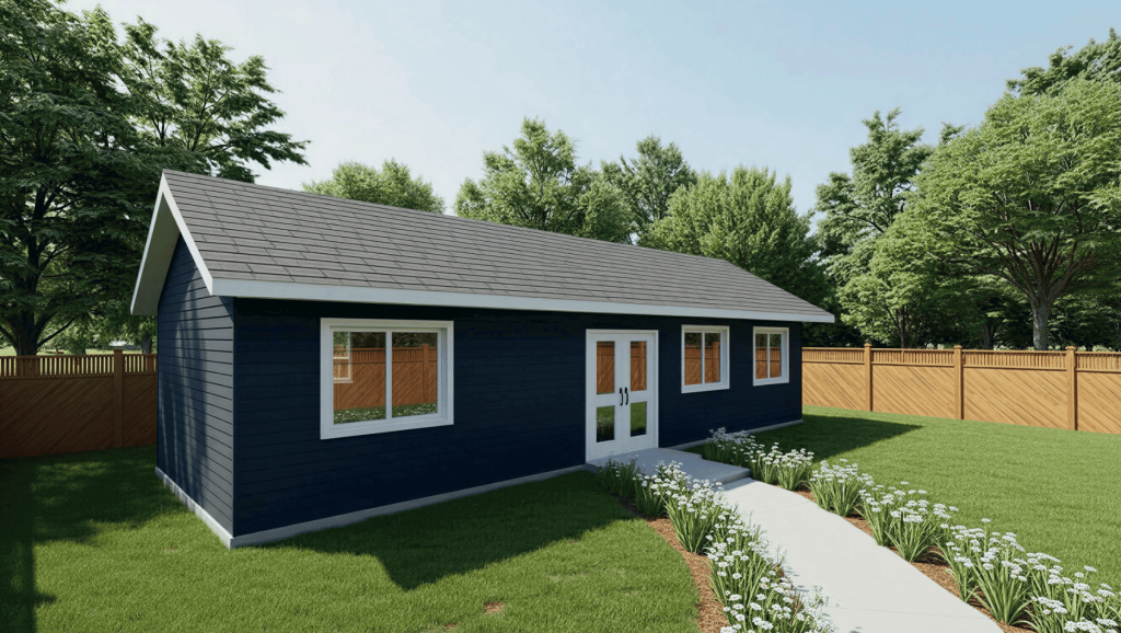 The Cherrywood 535 classic tiny home plan, which features a 2 bedroom layout with 1 bath.