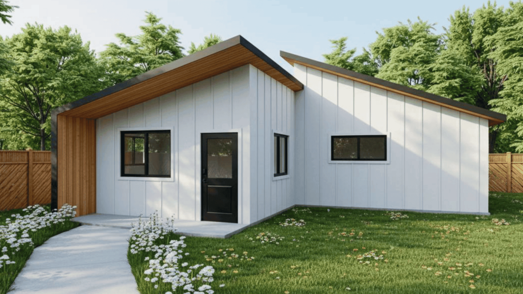 The Cherrywood 700 modern tiny home plan, which features a 2 bedroom layout with 1 bath.