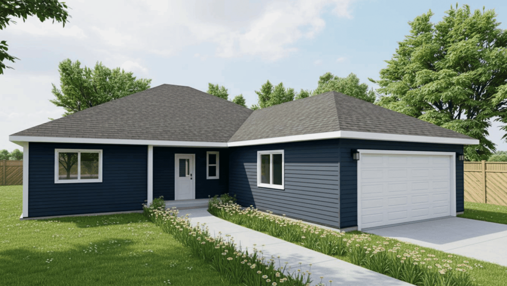 The Dawson 1200 2G classic tiny home plan, which features a 3 bedroom layout with 2 baths.