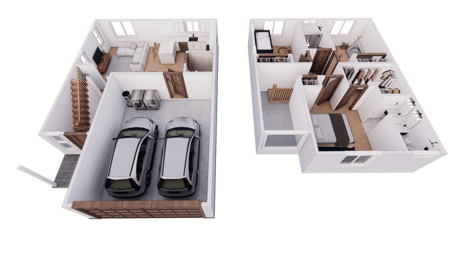 The Dawson 1316 2S tiny home dollhouse, which features a 3 bedroom layout with 3 baths.